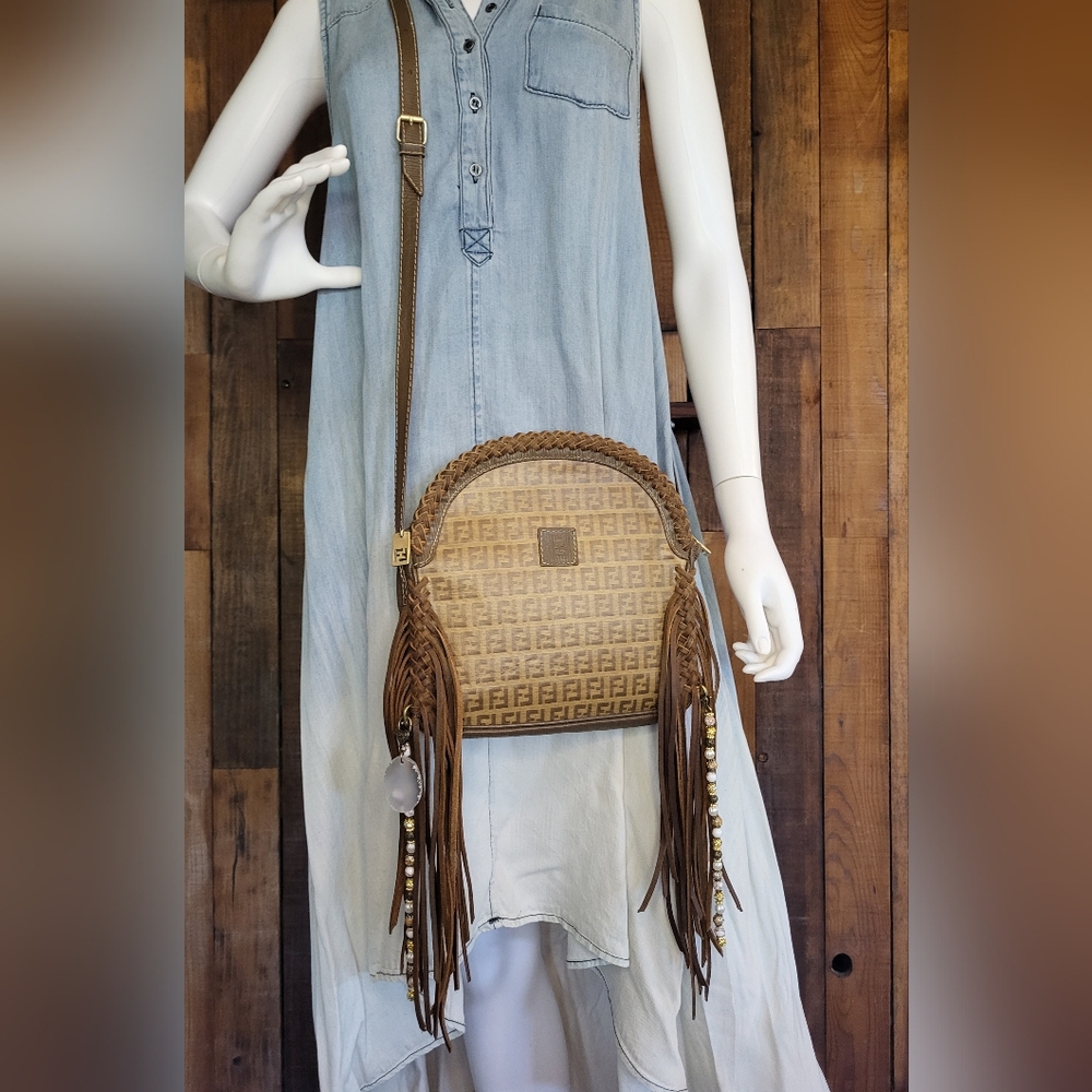 Fendi Tan and Brown Fringe Crossbody Bag - Picture 4 of 16